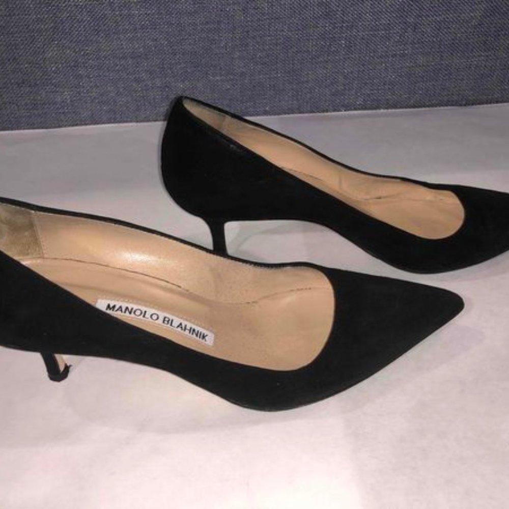 Manolo Blahnik BB Black Suede Women's Pumps - 35.5